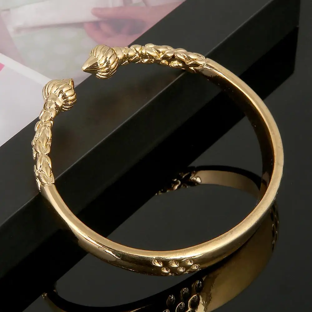 Ethiopian Gold Color Opening Embossing Bangles Trendy Women Bangles Jewelry