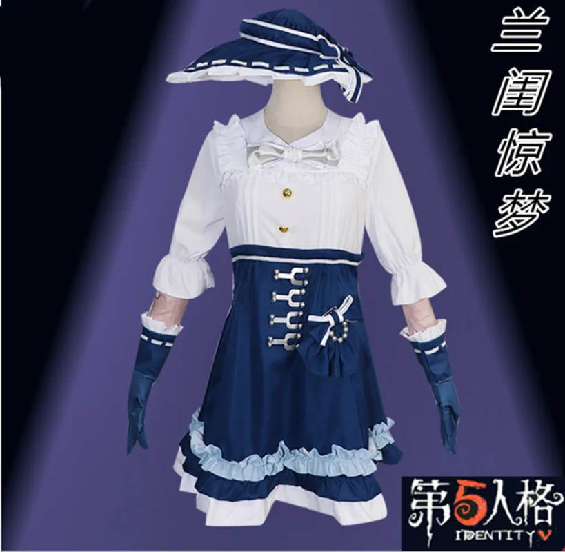 Identität V cos Emma Woods anime mann frau cosplay Hohe-qualität mode kleid kostüm full set Kleid + hut + handschuhe + socken + krawatte