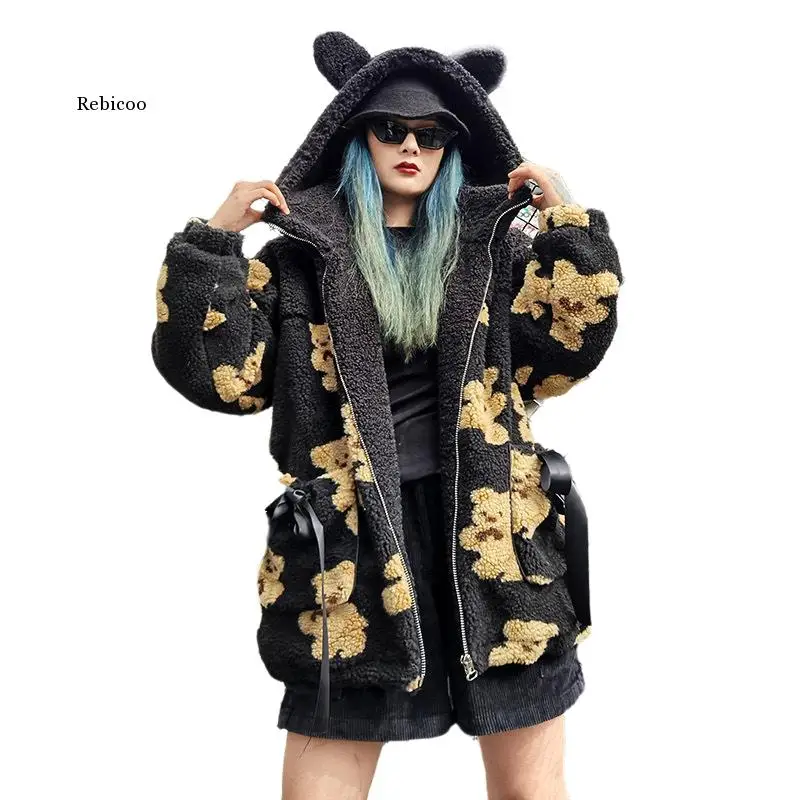 

Winter Thicken Warm Teddy Fur Jacket Coat Women Casual Fashion Lamb Faux Fur Overcoat Cozy Loose Outerwear Female