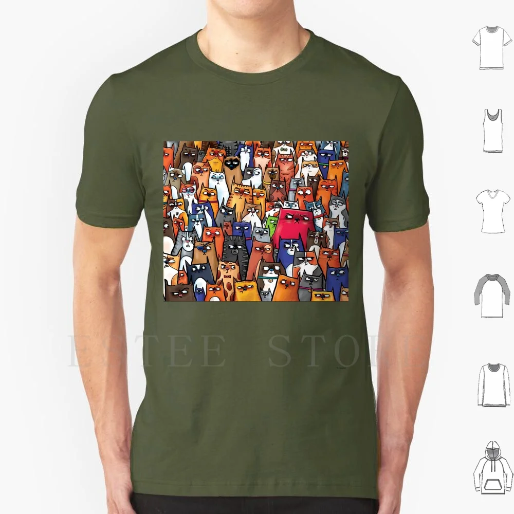 Suspicious Kitties T Shirt DIY Big Size 100% Cotton Cats Cat Felines Kittens Kitties Pets Tabbies Siamese Cat Lady Calico Meow