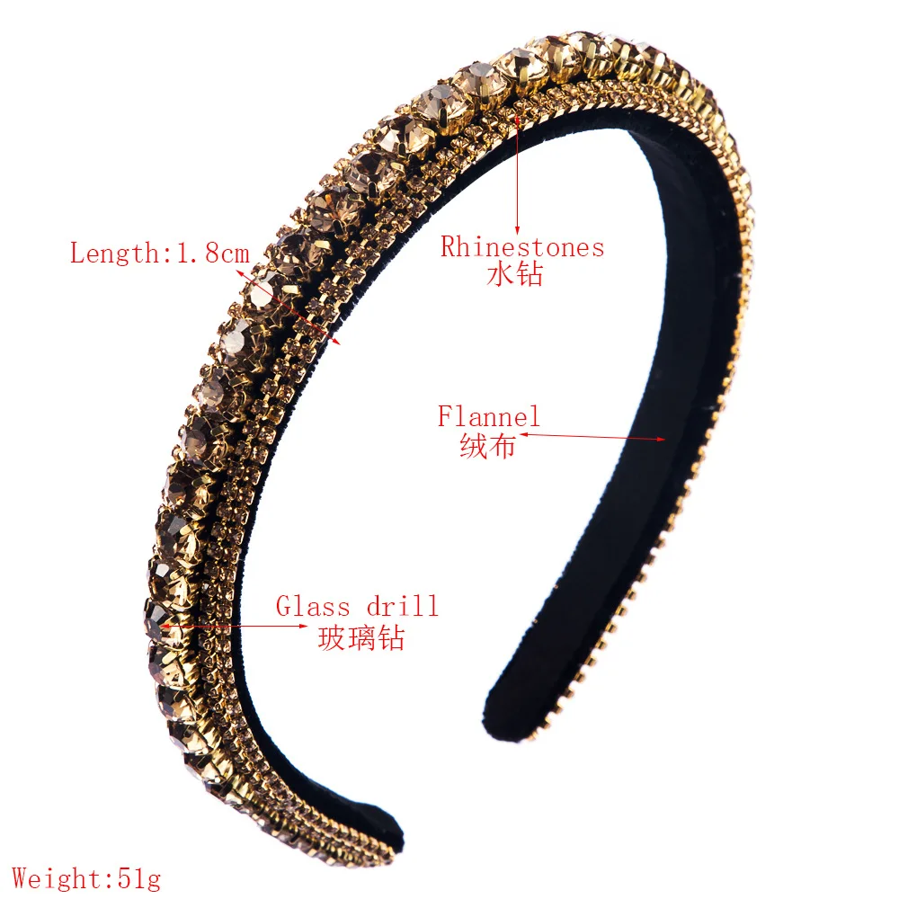 Green Black Coffee Rhinestone Geometric Hair Hoop Headband Hairband for Women Girls Bezel Hair Band Hair Accessories Gifts