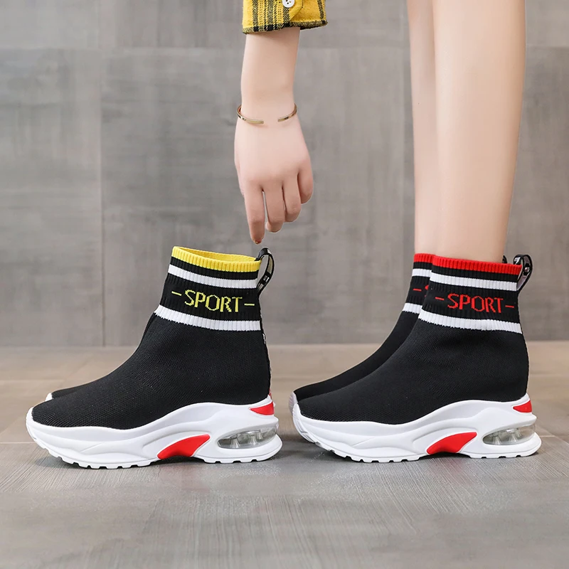 Sneakers Women Women Walking Shoes Comfortable Breathable Casual Sock Shoes Air Cushion Increasing Height Zapatos Para Caminar