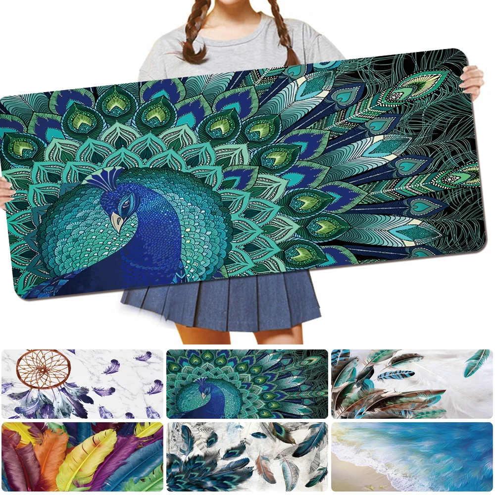 

Waterproof PU Leather Feather Pattern Series Large Mouse Pad 30x60cm 30x80cm Anti-slip Game Mouse-pad High Quality Cheap