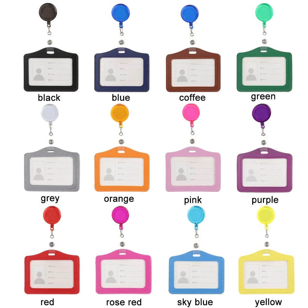 Etui na karty kredytowe bankowe Etui na karty identyfikacyjne autobusu Wielokolorowa plakietka z wysuwaną szpulą Pokrowiec na kartę pracy Uchwyt na kartę ze skóry PU