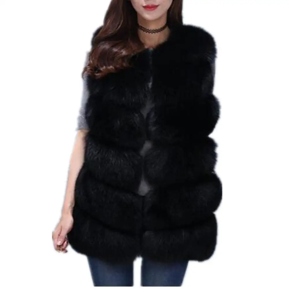 Lisa Colly New Arrival Winter Warm Fashion Women Import Coat Jacket High-Grade Faux Fur Long Vest S-4XL