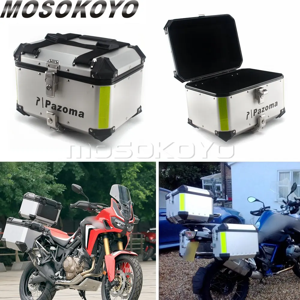 

Silver 42L Aluminum 46 X 32 X29cm Topcase Tail Boxes Rear Luggage Pannier Cargo Top Box for BMW R1200GS F800 F650 Adv Suitcase