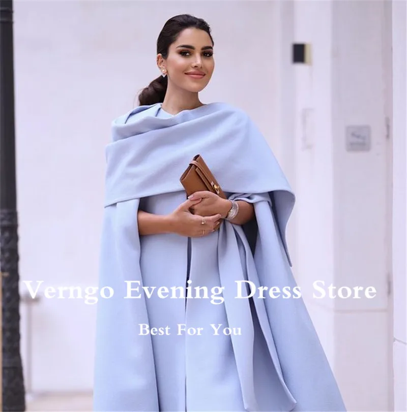 Verngo – robe de soirée en Satin bleu clair pour femmes, vêtement de bal de standing, longueur cheville