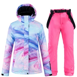 2019 Fashion Windproof Colorful  Snow Ski Suit Women Waterproof  Breathable Climbing Sking Jacket Winter Snowboarding Ski Suit