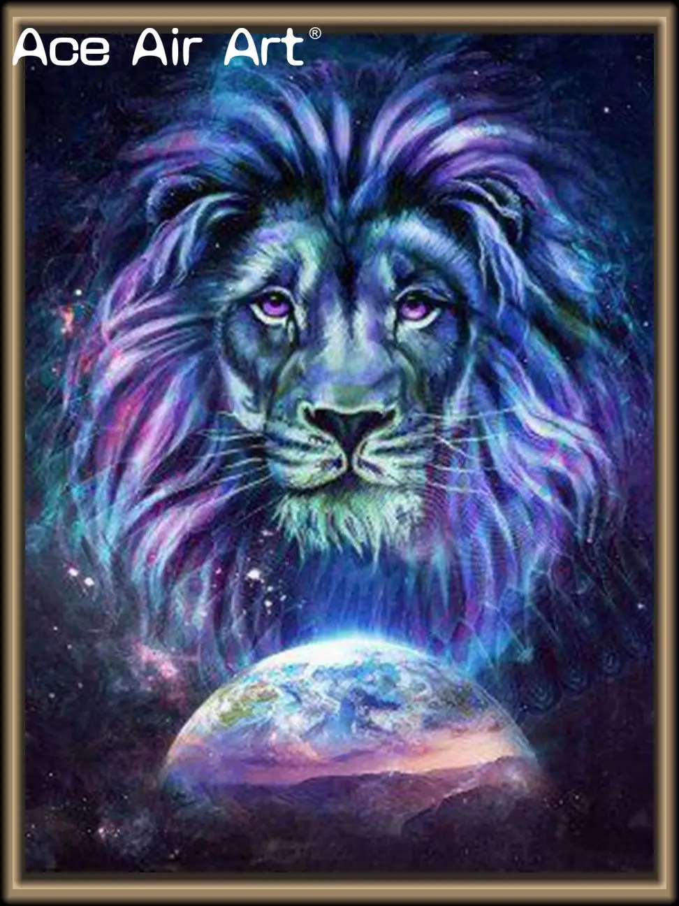 Customization Diy Animal Diamond Painting Sky Wild Red Flower Lion Picture Artwork Emboidery Mosaic Cross Stitch For Decoration