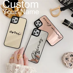 Custom Name letter logo Luxury Mirror Case for Iphone 14 13 11 12 15 16 17 Pro MAX 16 15 Plus 17 air Case Shockproof Phone Cover