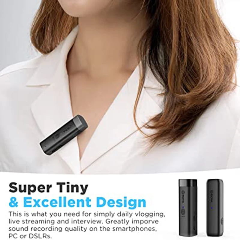 BOYA BY-WM3D WM3 Plug&Play Microphone for iPhone Mini 2.4G Wireles Microphone with Lightning TRS TRRS Port Charging Case for IOS