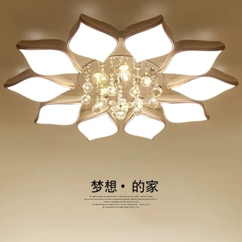 

Remote controlling crystal ceiling chandelier modern flower crystal ceiling lamps for living room surface mounted lampara