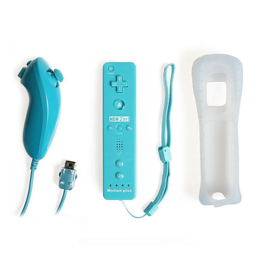 Wireless Gamepad Fernbedienung gebaut in Motion Plus + Nunchuk 2 in 1 Für Nintend Wii Controller Joystick Silikon Fall