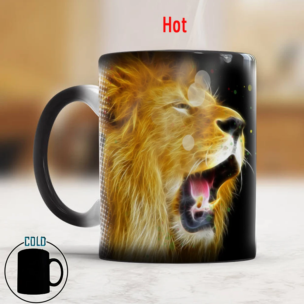 

The Kind of Animals Lion Mugs 11oz Ceramic Color Changing Coffee Mug Animal Lovers Gift Mug Office Tea Cup