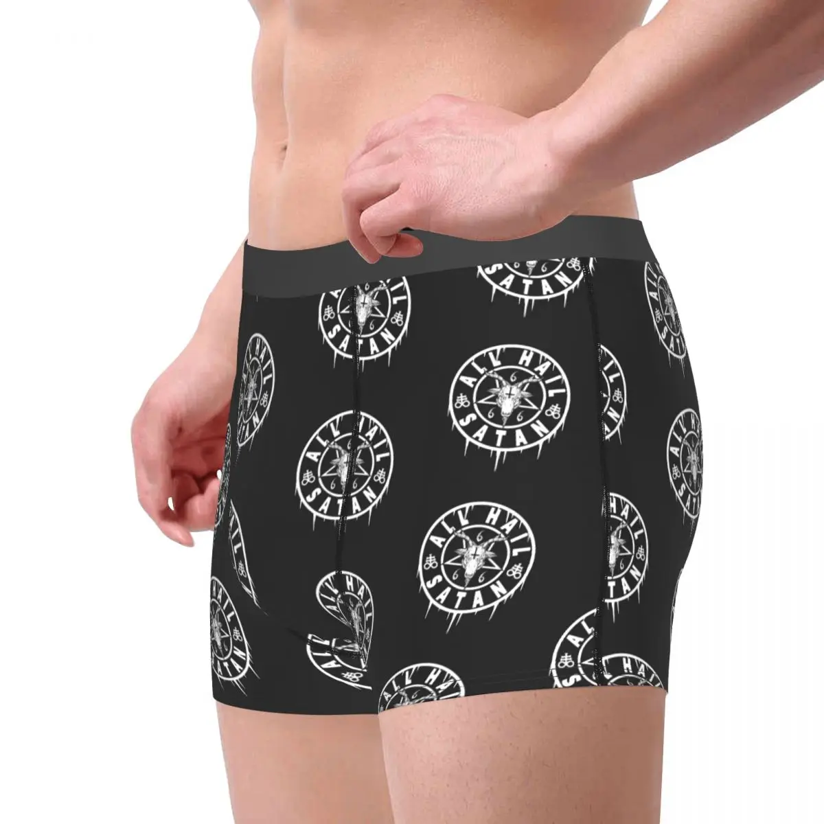 ALL HAIL SATAN - BAPHOMET SATANIC AND OCCULT Underpants Breathbale Panties Male Underwear Print Shorts Boxer Briefs