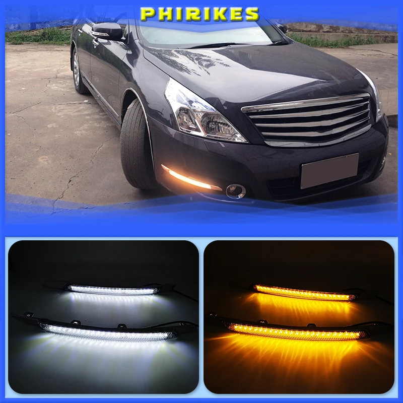 

LED Daytime Running Light For Nissan Teana J32 2008 2009 2010 2011 2012 2013 Yellow Turn Signal Relay Waterproof Car 12V LED DRL