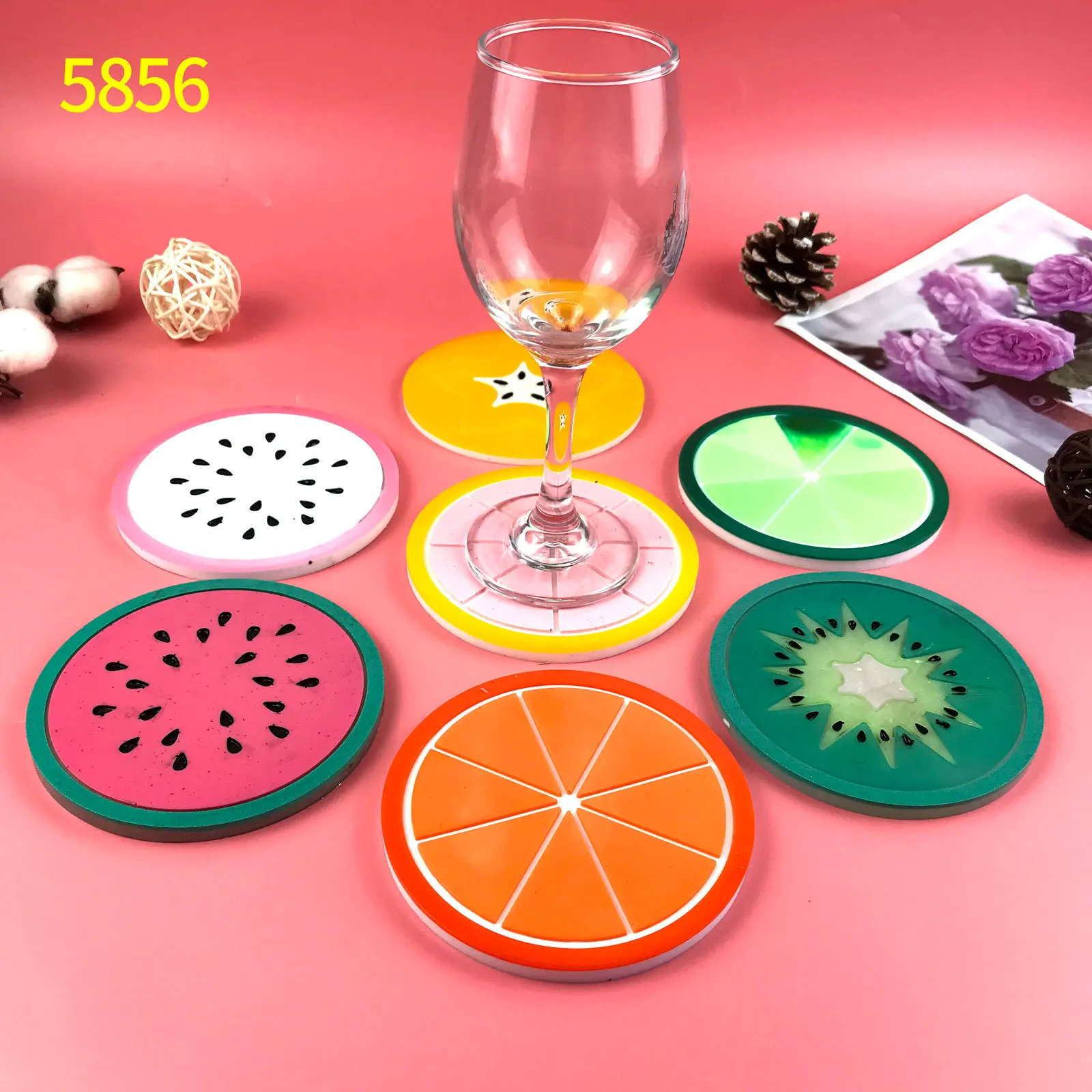 Fruit Cup Pad Silicone Mold DIY Watermelon Orange Coffee Round Cup Mat Table Home Decoration Molds For Epoxy Resin Making