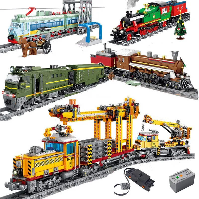 KAZI-modelos de tren urbano, máquina de pista de colocación, tren, función técnica, bloques de construcción, juguetes DIY para niños, regalos