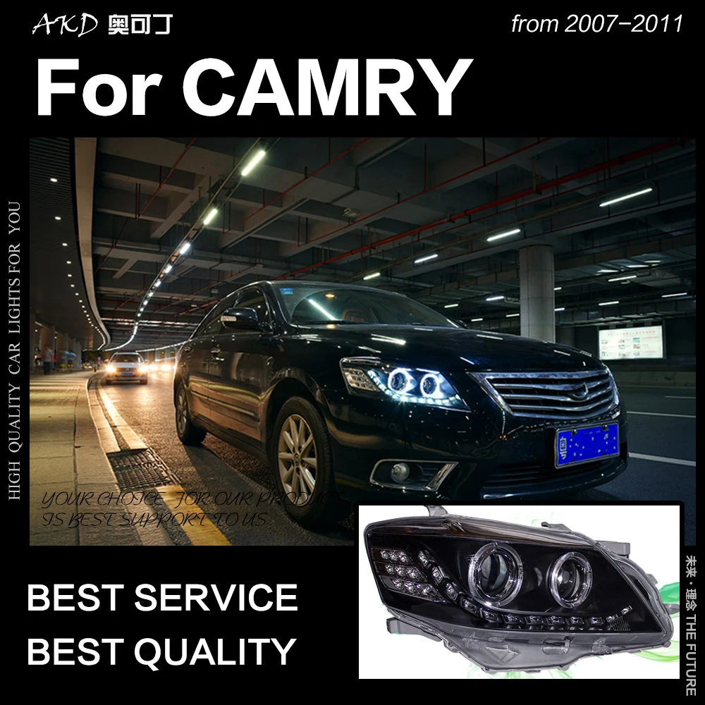 Akd estilo do carro para toyota camry faróis 2009-2011 camry v45 led farol led drl hid bi xenon cabeça lâmpada acessórios do automóvel