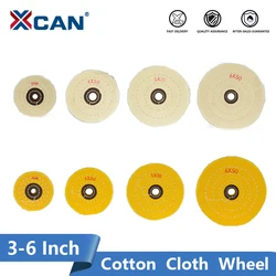 XCAN-Polir Roda Espelho Polir Ferramentas, Ferramenta De Polimento De Metal, Pano De Algodão, Branco E Amarelo Furo Interno, 10-16mm, 3 in, 4 in, 5 in, 6 in