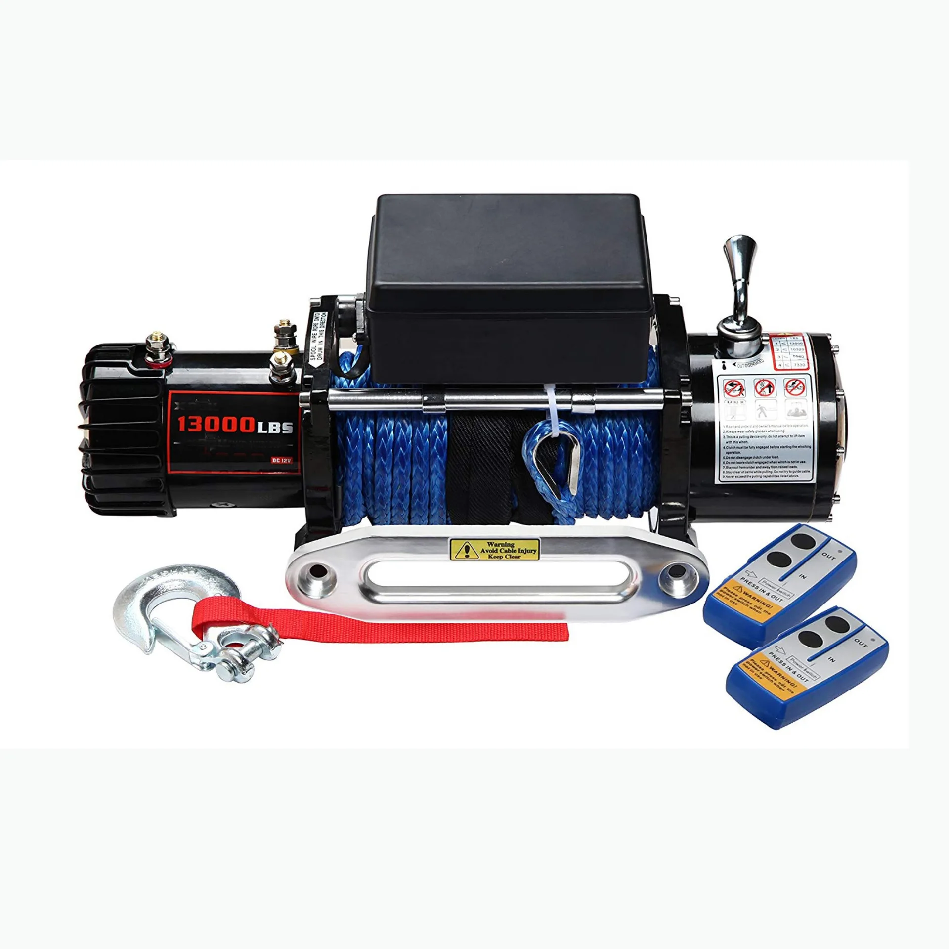 12V/24V Car Motor Vehicle Off-Road Vehicle Jeep Winch 13000LB Nylon Rope Type Car Electric Winch