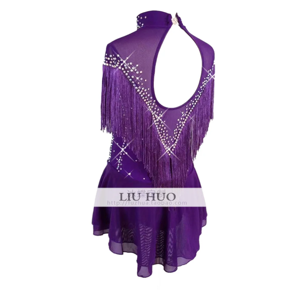 LIUHUO – robe de patinage artistique pour femmes et filles, Costume de Performance de compétition, danse, léotard, gymnastique rythmique, adolescent, violet