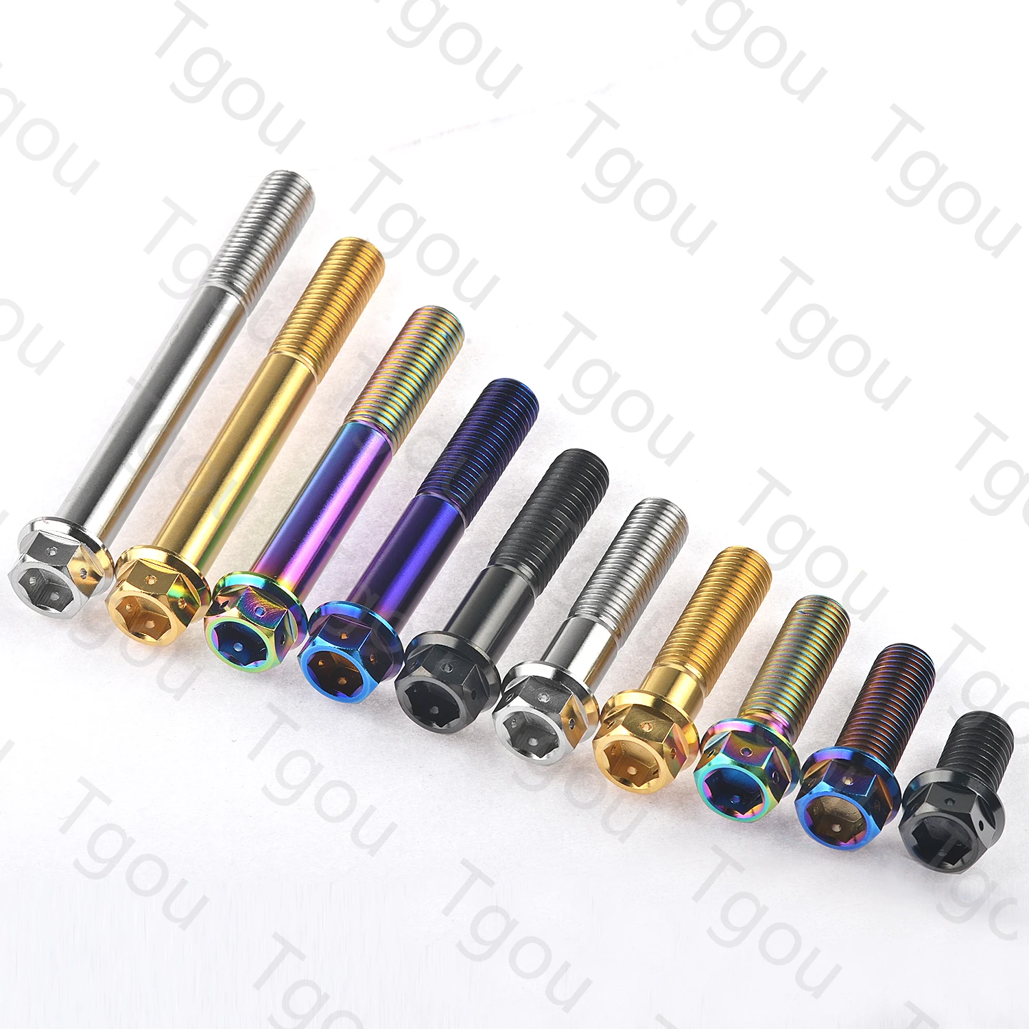 Tgou Titanium Bolt M10x20~90mm Pitch1.25/1.5mm Flange Inner Outer Hexagon Screws for Motorcycle Disc Brake Refitted