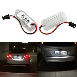 2pcs Canbus LED Number License Plate Light Lamp For Ford Focus 5D Fiesta Mondeo MK4 C-Max MK2 S-Max Kuga Galaxy 6000k White 12V