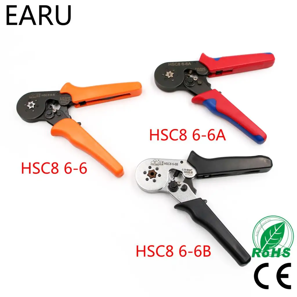 

FASEN HSC8 6-6 SELF-ADJUSTABLE MINI-TYPE CRIMPING PLIER 0.25-6mm2 Straight German Pliers Hand Tools VE Terminal Connectors