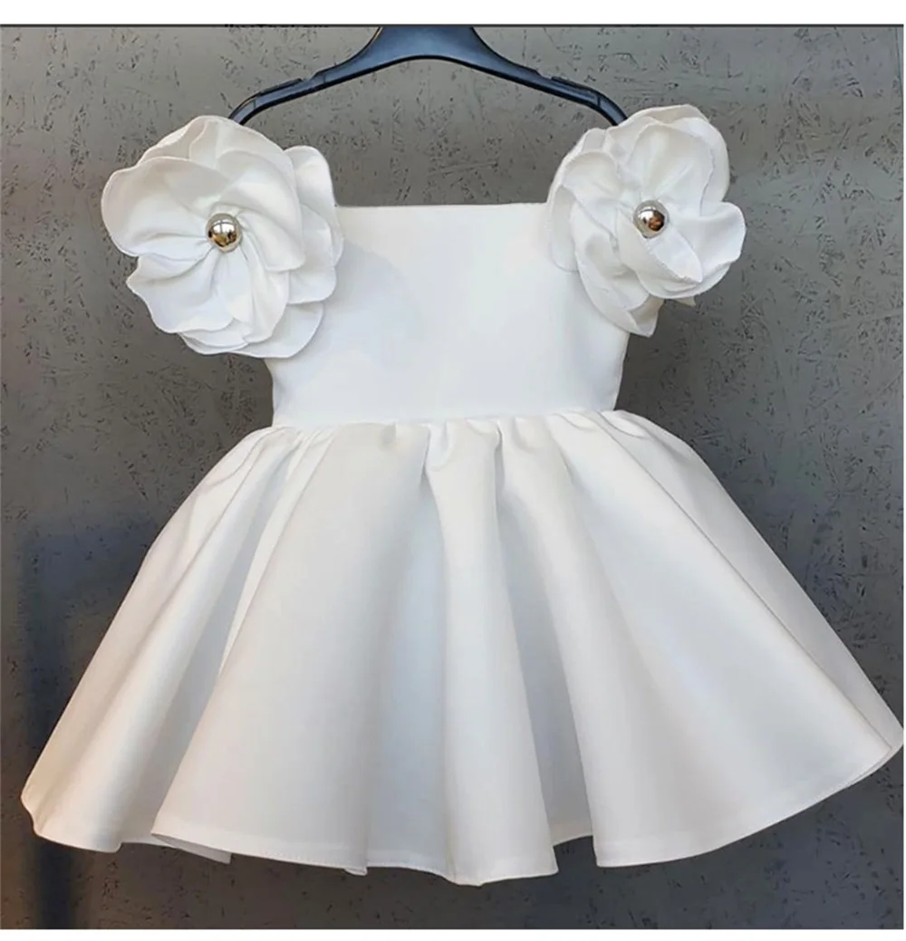 Costume da banchetto vintage per bambina, abito da principessa con fiori, per bambini, serata formale, damigella d'onore, compleanno, battesimo, vestiti 1-7 anni