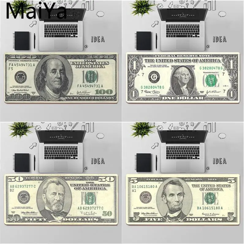 

Maiya Money Dollars Bill Cash Ben Franklin Rubber Mouse Durable Desktop Mousepad Free Shipping Large Mouse Pad Keyboards Mat