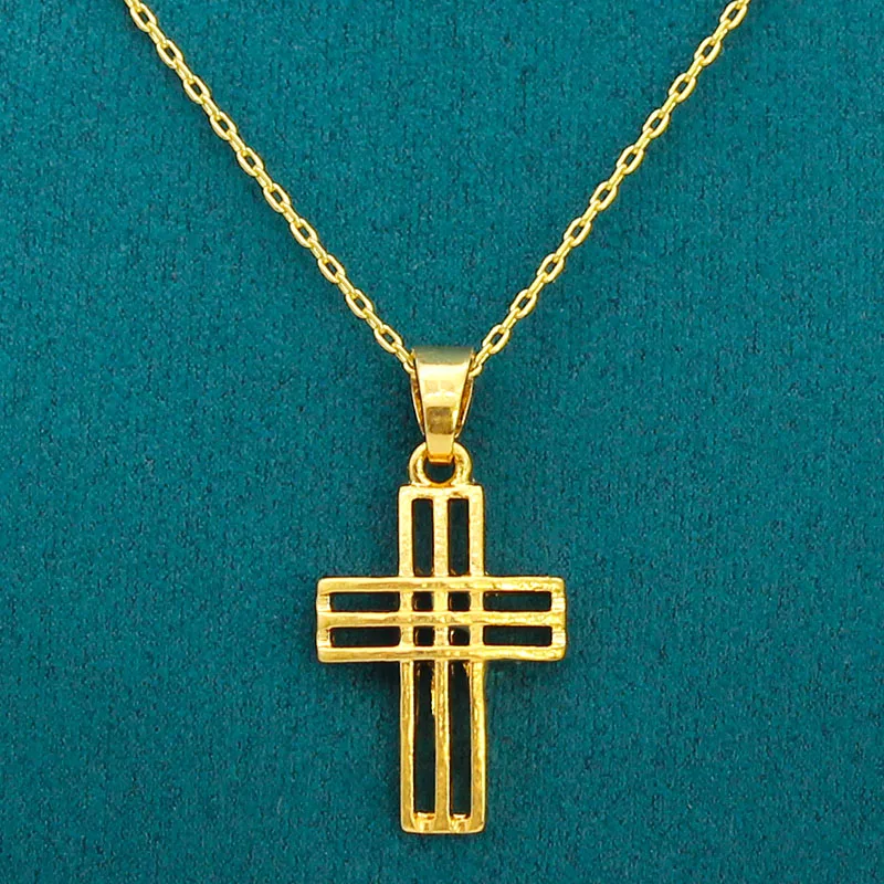 Anietna Classic Jesus Cross Necklace for Women or Men 18K Gold Filled Pendant Necklaces Jewelry Christ Savior Catholic colgantes