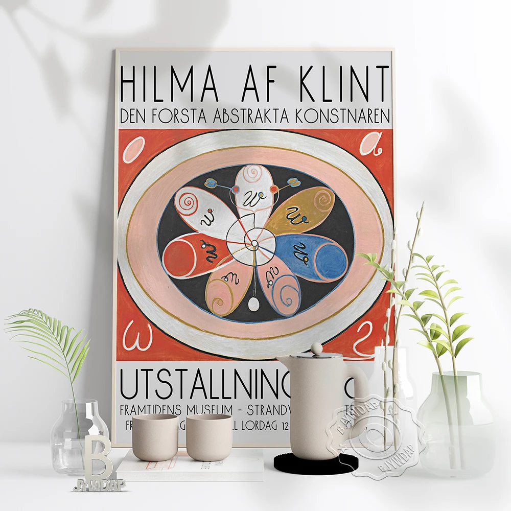 Hilma Af Klint Swedish Abstract Wall Picture, 1980 Af Klint Birthday Gift Exhibition Museum Poster, Swedish Vintage Wall Decor