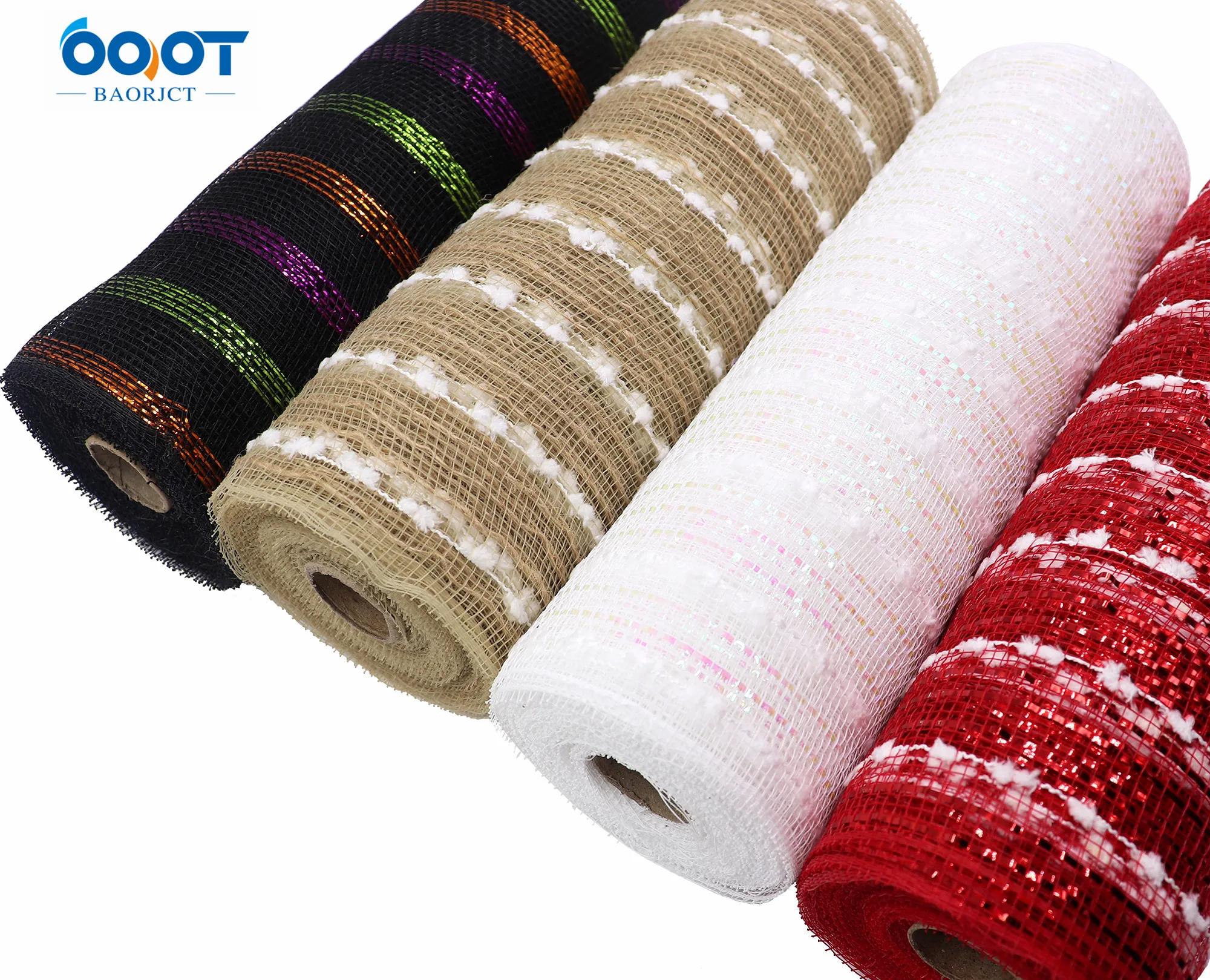 10Inch(260mm)x18Feet(6Yards)1Roll/lot.Deco Poly Mesh Ribbon Christmas Halloween DIY Holiday Decoration Ribbon Weddings 21902-1