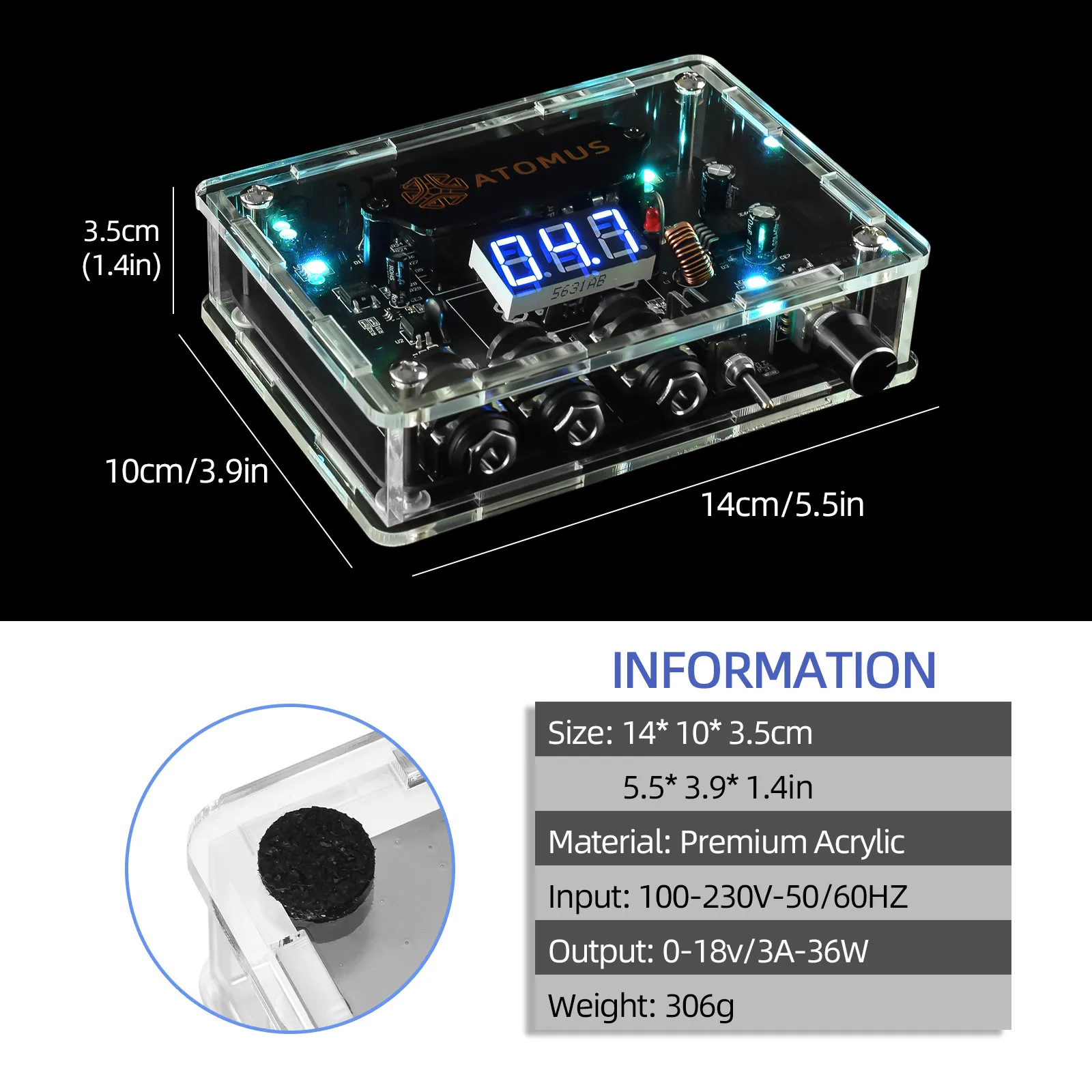 ATOMUS Professional 3A светодиодный источник питания для татуировки с цветной сменой напряжения для катушек и роторных тату-рулетов-пистолетов