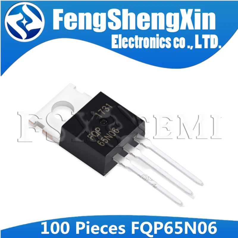 100pcs FQP65N06 TO-220 65N06 TO-220 N-Channel MOSFET