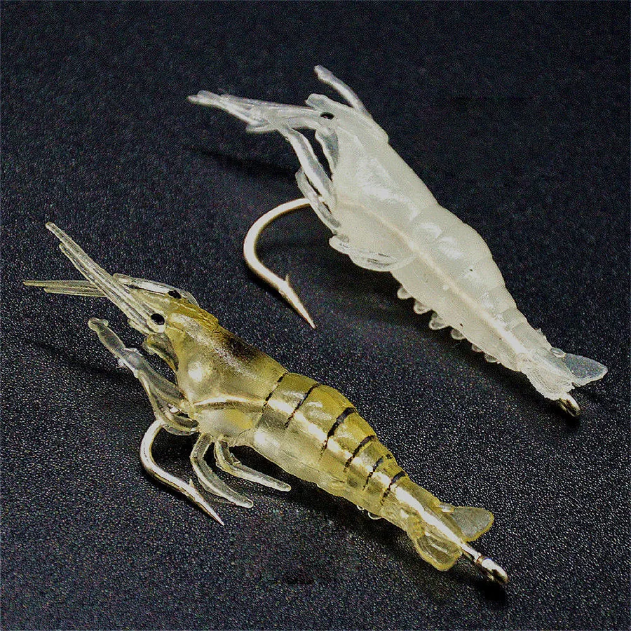 Luminous Shrimp Silicone Artificial Bait Simulation Soft Prawn With Hooks Carp Wobbler For Fishing Tackle/Lure/Accessories Sea