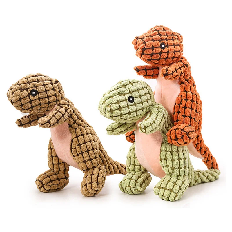 Dinosaurio de peluche de lana para mascotas, juguetes interactivos para perros pequeños y grandes, resistentes a las mordeduras, accesorios de