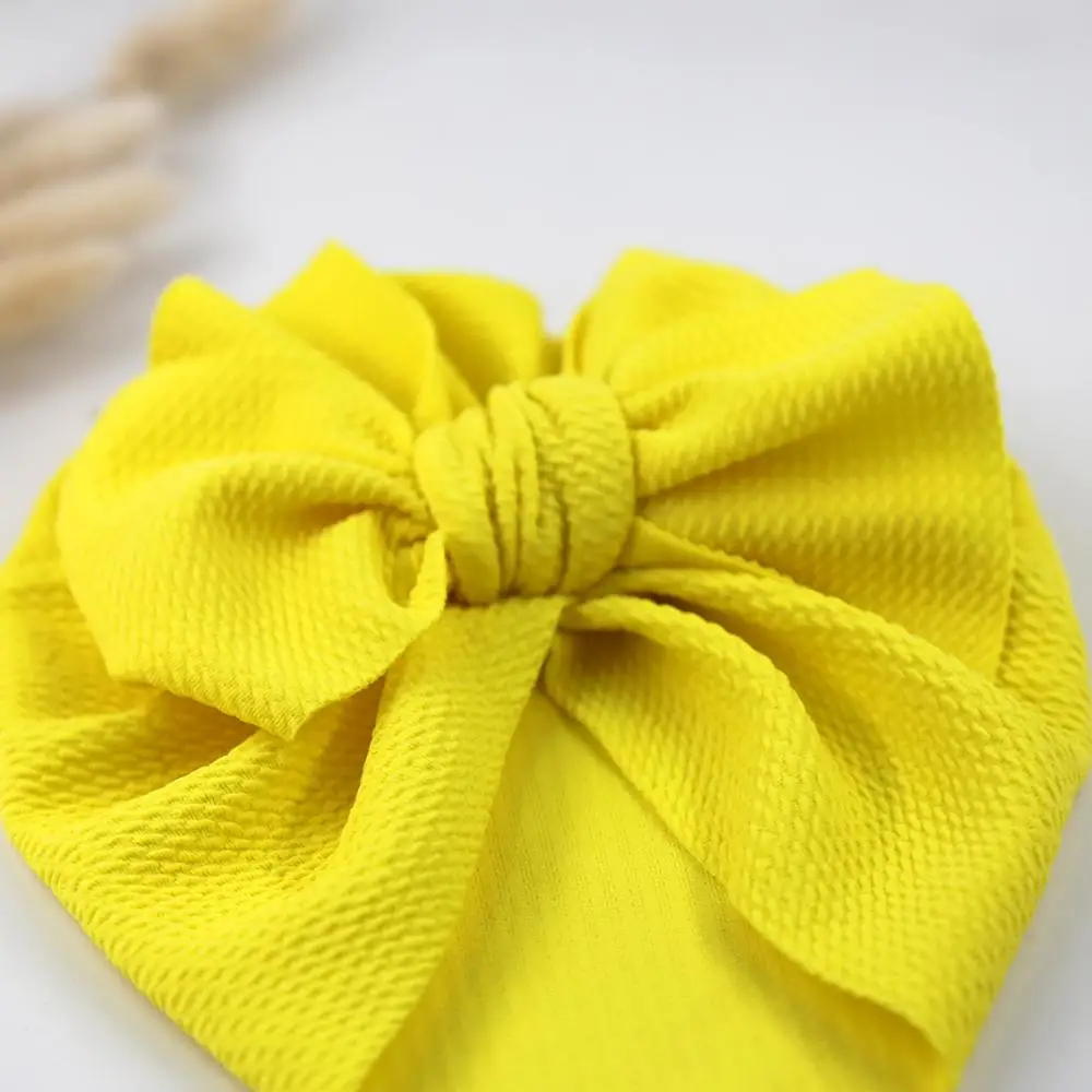 Solid Waffle Fabric Baby Hat Big Bow Topknot Turban Bonnet Caps Solids Baby Headwear For 0-5T Kids Children Fashion Headwraps