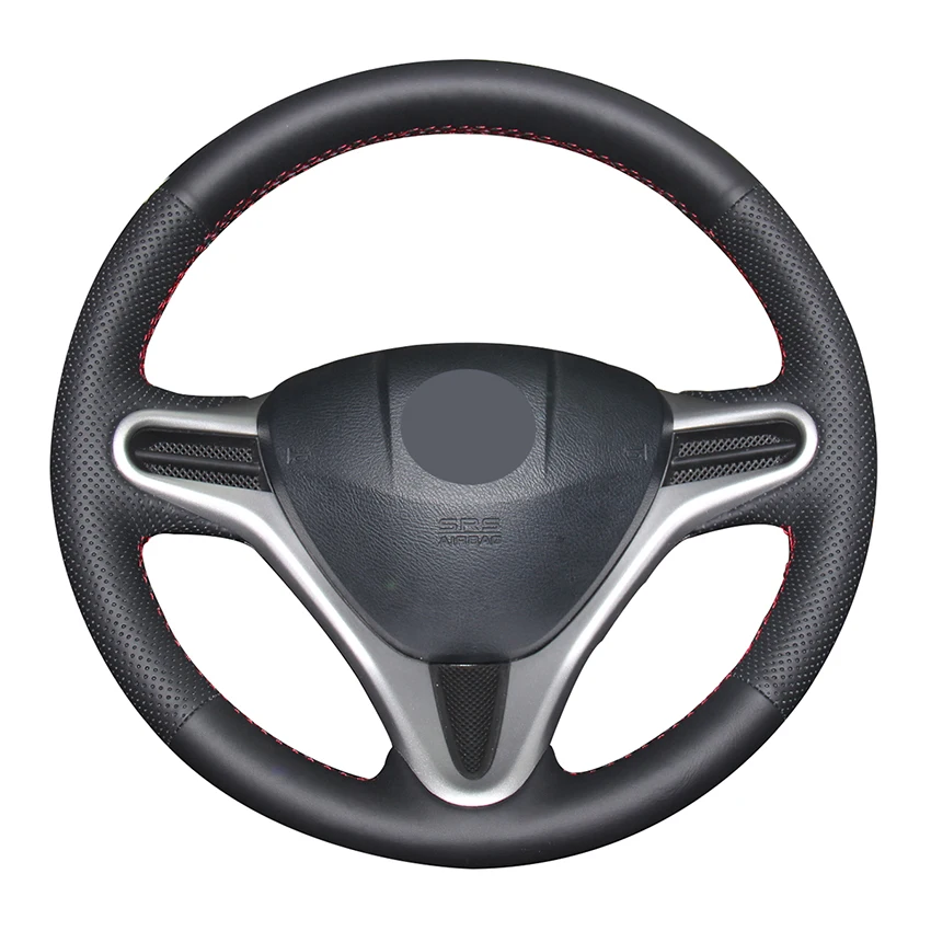 Hand Sew Black Leather Car Steering Wheel Cover for Honda Fit 2009-2013 City 2009-2013 Jazz 2009 2010 2011 2012 2013 Insight 20