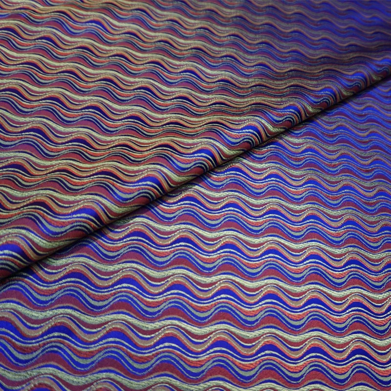 90x50cm blue stripe style damask silk satin brocade jacquard fabric costume upholstery furniture chair curtain clothing material