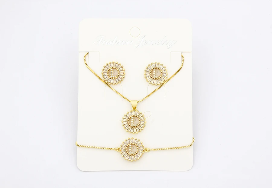 Nidin Heißer 26 Buchstaben Schmuck Sets Halskette + Ohrringe + Armband Für Frauen Initial Alphabet Charme Kupfer Zirkon Party hochzeit Geschenk – Detail 29