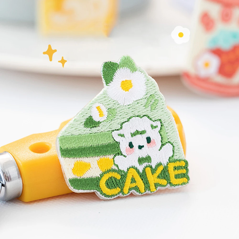 AHYONNIEX Cute Warm Milk Tea Sweet Cake Milk Patches DIY Applique Embroidery Parches Fabric Stickers Iron On Patch for Clothes