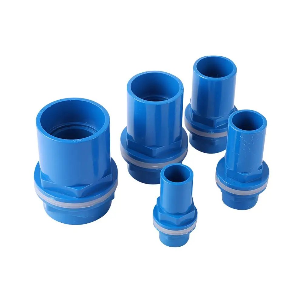 20/25/32/40/50mm Blue PVC Waterproof Pipe Butt Connector Garden Irrigation Tube Joint Fish Tank Aquarium Couplings Adapters