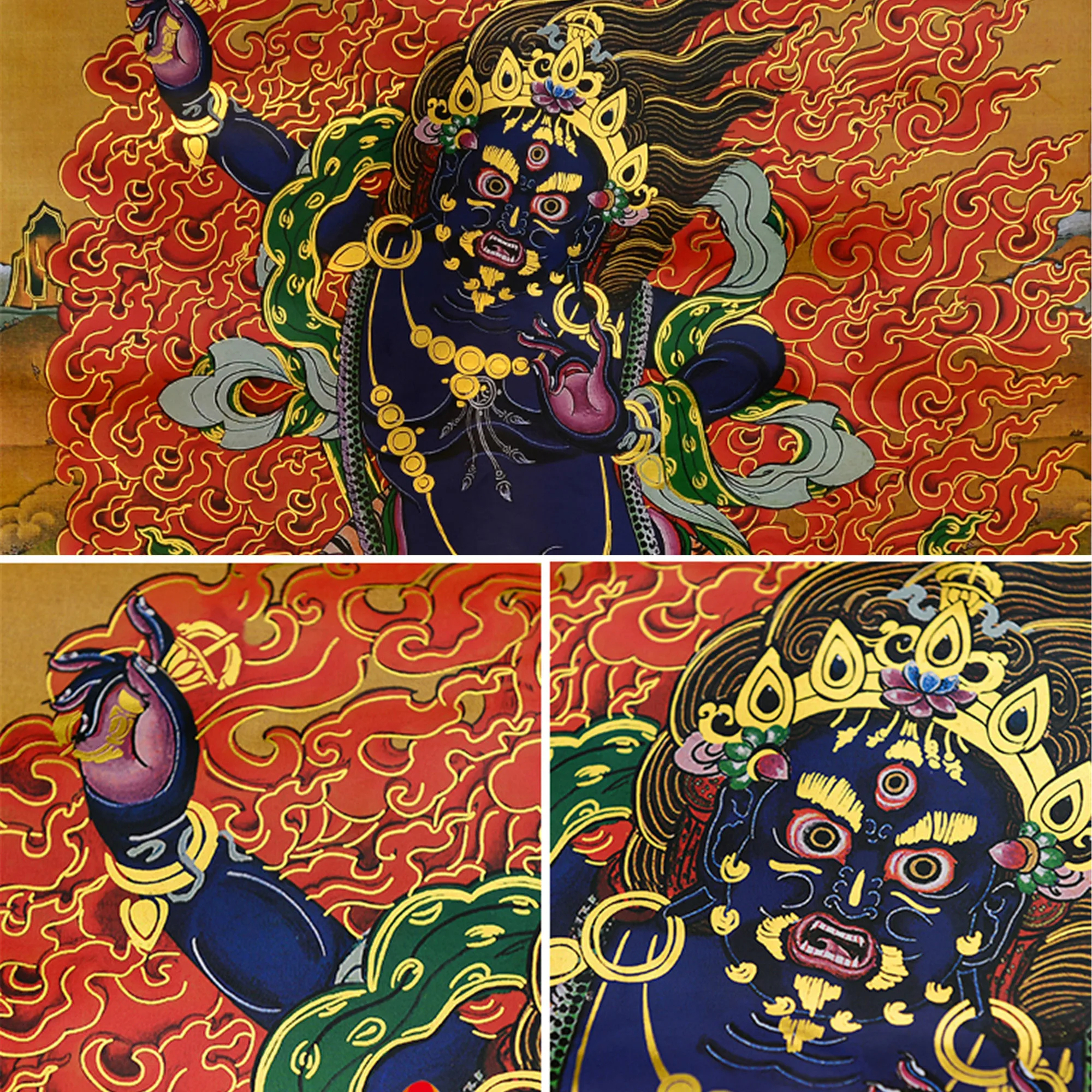 Gandhanra Bronzing Printed Thangka Art - Vajrapani Thangka,Hand Framed Tibetan Buddhist Thangka