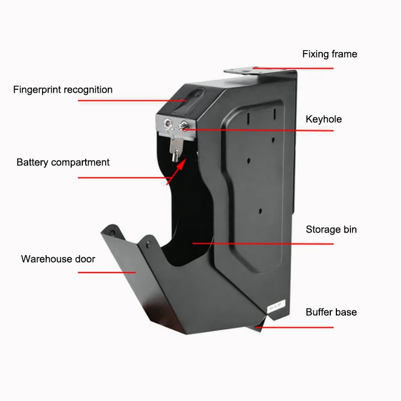 Household Personal Security Pistol Storage Box Quickly Identify And Open Fingerprint Pistol Safe Hidden Gun Box Under The Table