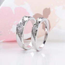 Buyee 925 Sterling Silver Wedding Ring Light White Zircon Ring Finger for Women Men Fashion Party Couples Fine Jewelry Ring Sets
