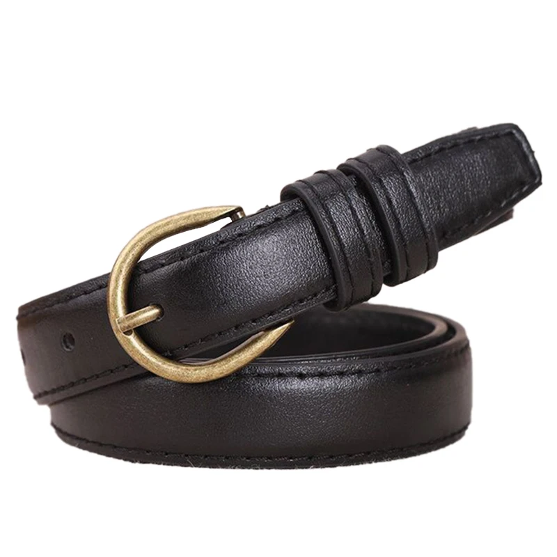 Ceinture en cuir PU pour femmes, boucle carrée, boucle ardillon, jean noir, Vintage, pour dames