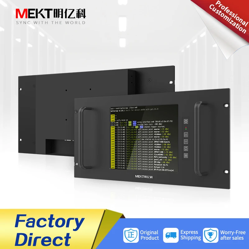 

5U Rackmount10/10.4 Inch Industrial Capacitive Touch Screen Embedded LCD Monitor Wall Mountable Cabinet Resistive HD Display TFT