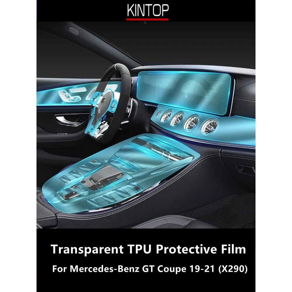 For Mercedes-Benz GT Coupe 19-21 X290 Car Interior Center Console Transparent TPU Protective Film Anti-scratch Repair Film